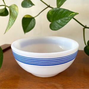 White Bowl with Blue Stripes